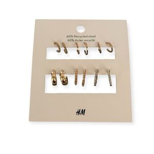 New H&M Gold Mixed Hoop Earring Set